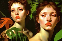 woman in colorful jungle by Caravaggio