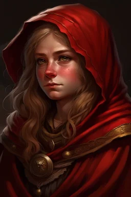 grizzled female dwarf stonemason red cloak flaxen hair portrait Fantasy