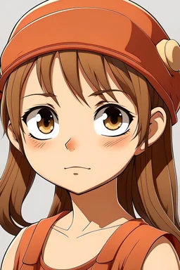 one piece style brown mullet girl character