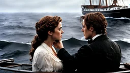 Write a scene where Jack and Rose say goodbye to each other as Rose boards a rescue boat on the sinking Titanic. The tension is palpable as they express their love for each other amidst chaos and tragedy. Jack's heartbreak is evident as he watches Rose leave, knowing they may never see each other again. The scene captures the emotional turmoil of the moment and the overwhelming sense of loss as the ship continues to sink.