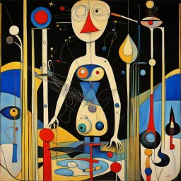 Creeaza o imagine in stil Joan Miro cu reprezentare simbolistica a ideii de comunicare extrasenzoriala telepatica ,paranormal sau hipnoza , schiță în linii bine conturate in culori primare, inspirata din lucrările lui Daniel F. Gerhartz, compozitie complicata și realista, texturi de fibra la detalii cu contrast, capodopera suprarealistă, cu referire la perceptiile extrasenzoriale si subliminale, nemaivăzuta până acum.