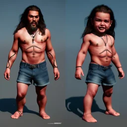 Jason Momoa toddler, full body, dramatic lighting, hyper realistic