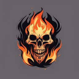 minimalistic burning screaming skull flame cyberpunk logo