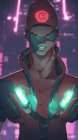 Lee Sin from League of Legends in cyberpunk