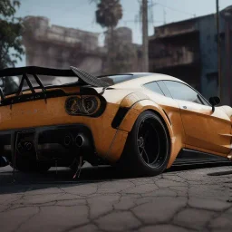 photo of a ultra realistic modified sport car,new wraps, cutaways,freshest,relaxing, cyberpunk,eye-catching visuals, rims, sunny, springs, cinematic lighting, studio lighting, 4k, hyper realistic, focused, landscape, extreme details, unreal engine 5, cinematic, masterpiece