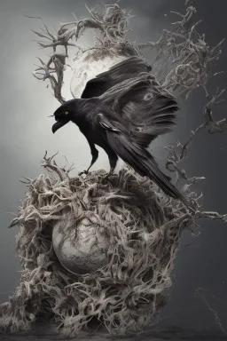 Dead nature. crow . surrealism