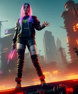 Billie Eilish, in stockings, cyberpunk2077