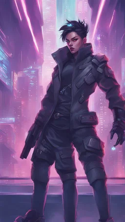 Kai is from League of Legends in cyberpunk style