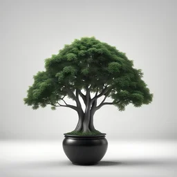 3d illustration of a tree black pot isolated on white background