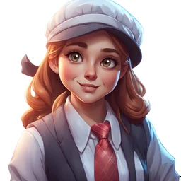 a cartoon girl wearing a hat and a tie, a character portrait by senior character artist, Artstation, sots art, 2d game art, artstation hd, official art