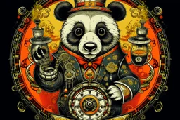 steampunk panda in moutai whiskeychinadesign