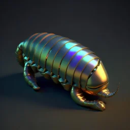 lowpoly shiny metallic spaceship worm