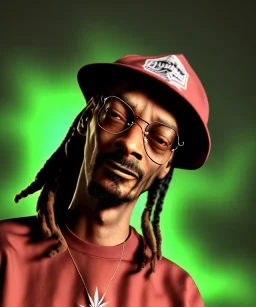 Snoop Dogg, smoke pot, weed background, hyper realistic