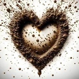 background of only coffee splashes heart form