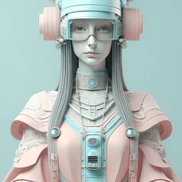 monalisa intricate details, pastel colors, futuristic outfit, gorgeous, weird, serious with VR Glasses
