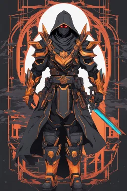 Machine Ninja in solo leveling shadow artstyle, japan them, neon details, full body, apocalypse, intricate details, highly detailed, high details, detailed portrait, masterpiece,ultra detailed,best quality