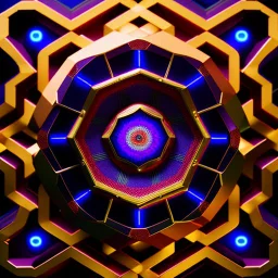 Optical Illusion, infinity symbol, red violet azul yellow, geometric Pattern render, HD, 3D , Unreal engine, solids, spirals, intricated details, vibrant colors, Unreal Engine, octane render, 8K