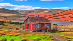 wooden house in the highlands of mongolia