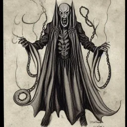 Nosferatu vampire with a tentacle beard, four arms and grey skin as Russian Orthodox