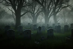 Creepy graveyard near the forest at night, 4k