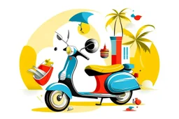 cool fun beach brand beach wear random design seaside bucket and spade vespa sunshine abstract objects like havana brand full page like basqiat