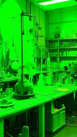 A lime green laboratory with cybernetic slime painted by Albrecht Durer
