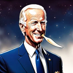 Caricatura de Joe Biden con una naríz extra larga como la del muñeco Pinocho