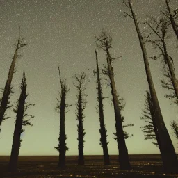 trees against a stary sky