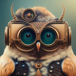 Steampunk Owl, tilt shift,miniature, extreme detail, Photorealism, macro lens 100mm, cinema4d, HDR, 8k, unreal engine 5