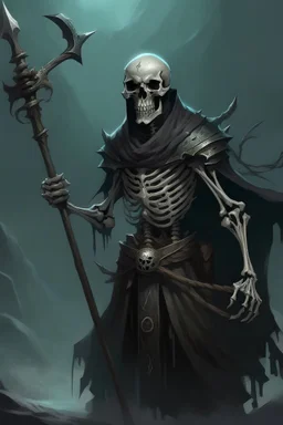 A necromancer with a spear in his chest
