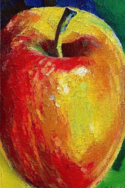 Abstract impasto oil painting of an apple