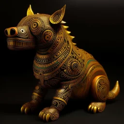 A dark gold Light Auraboa designed in Kuna Molas painted by Zhang Lu