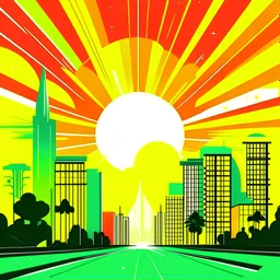 september sun it's a new day in a city of the sun , sytnhwave style, 80' vector