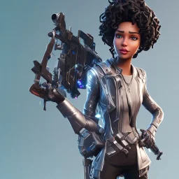 a skin fortnite of flora cherry black girl curly black hair gray eyes