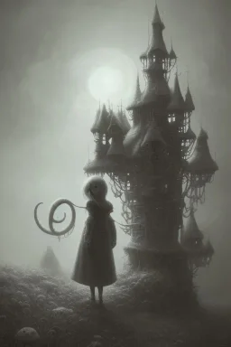 cute girl and litlle monster,Style John Kenn Mortensen,