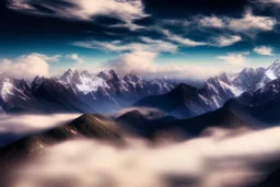 clouds and epic mountains, photography, ultra hd, 4k, hyperrealism