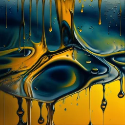 Abstract painting of oil on water in the rain