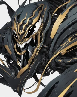 Venom mix with machine in solo leveling shadow artstyle, cyberpunk them, intricate details, highly detailed, high details, detailed portrait, masterpiece,ultra detailed,best quality