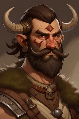 A kind human barbarian from Dungeons & Dragons with mutton chops.