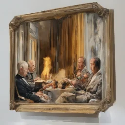 Putin, President Xi Of China And Joe Biden Play Chess With Atomic Bomb Mushroom Cloud,Complex Surgical Instruments Intermixed With A Newborn Boy,Minimalism,Painting By Adrian Ghenie,Rene Magritte,Pablo Picasso,Michelangelo,Salvador Dali,Lucian Freud