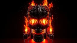 4K. REALISTIC FULL DETAILS. LOGO EMISSION DE RADIO HARDROCK FIRESTARTER TERMINATOR. FLAMMES EN FOND D IMAGE