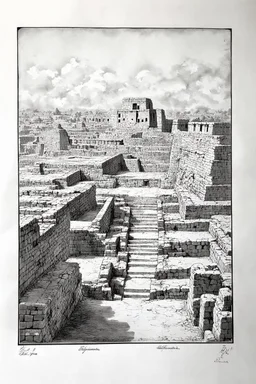 ancient city babylon in its prime charcol sketch on white paper