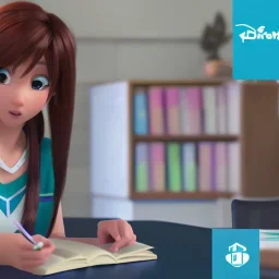 Anime girl studying in the classroom, unreal engine 5 --ar 2:1