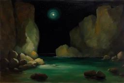 Night, rocks, mountains, rodolphe wytsman and friedrich eckenfelder impressionism paintings