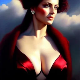 portrait of beautiful busty Lorna painting by azpiri,Brom, oil on canvas, cinematic composition, extreme detail,fit full head inside picture