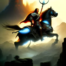 Epic Drawing of Gondor Rider LOTR lighting Frank Frazetta style 4k