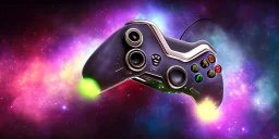 shiney xbox controller odd design. nebula backround