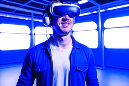 mark zuckerberg looking up in wonder wearing VR