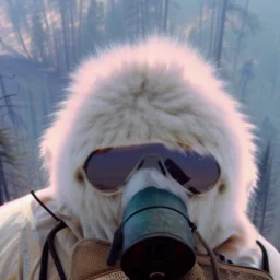 Yeti, background = (wildfires, mountains, fires, smoke, disaster)