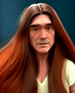 Cartoon digital graphic image accurate to photo long hair